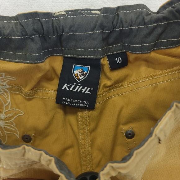 KUHL Pants Womens 10 Crop Mustard Mid Rise Embroidered Flowers Hiking Outdoor - Picture 8 of 9